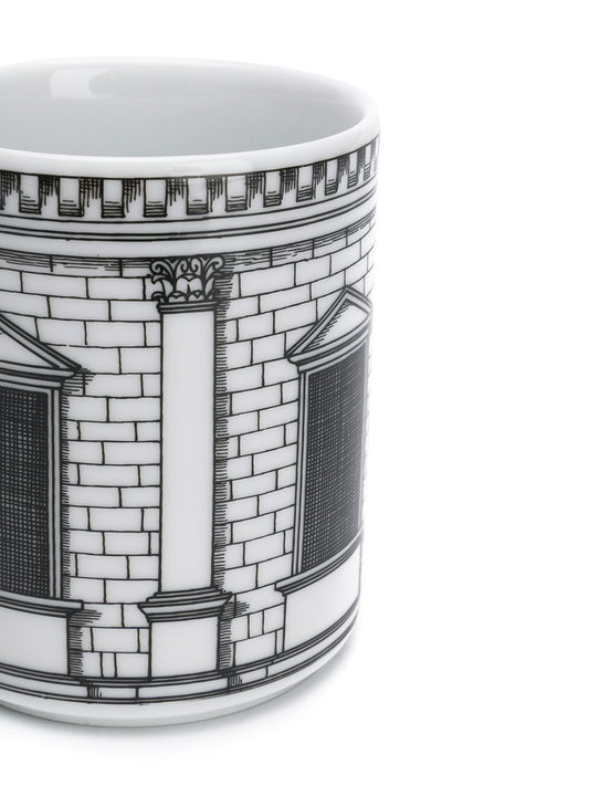 Fornasetti white porcelain pencil holder — elegant desk charm
