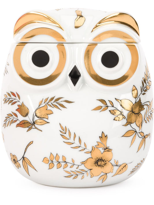 Fornasetti White Porcelain Container — Hand‑Decorated Owl