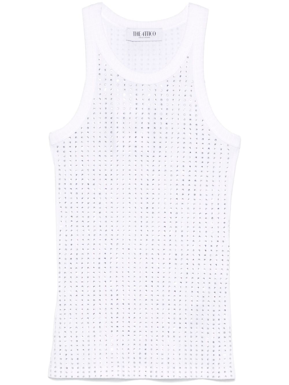 The Attico Top White strass embellished — Strass Tank Top