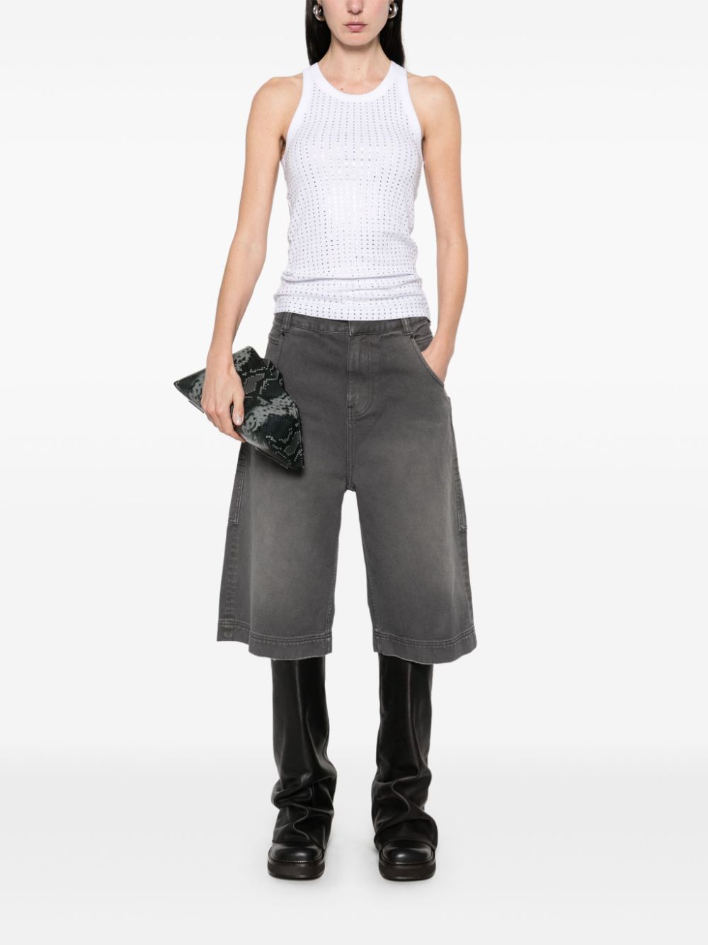 The Attico Top White strass embellished — Strass Tank Top