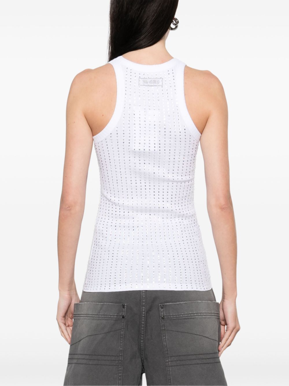 The Attico Top White strass embellished — Strass Tank Top