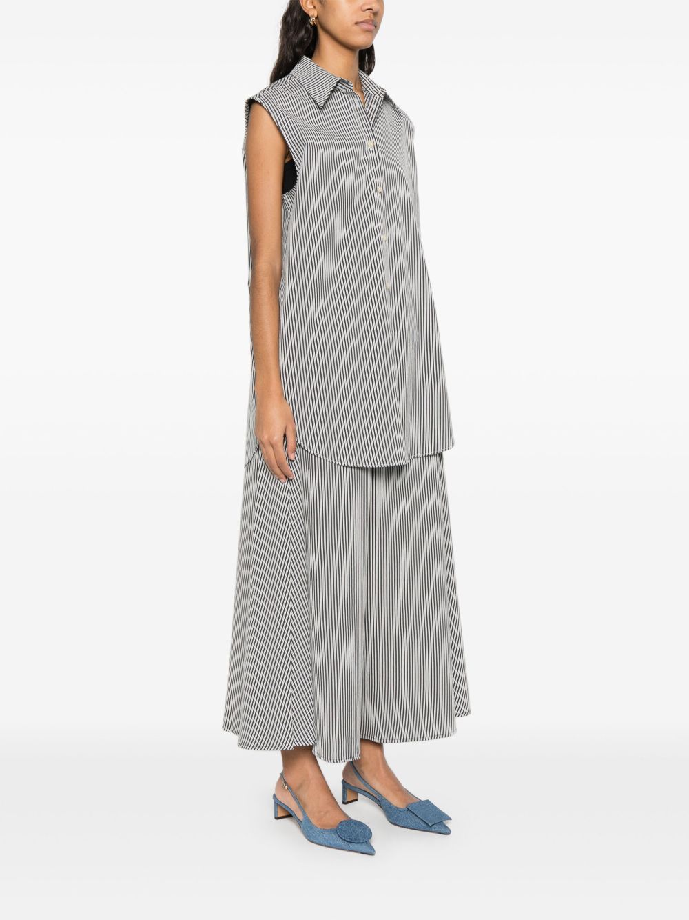 Chemises Alysi Chemise sans manches en coton à rayures bleues