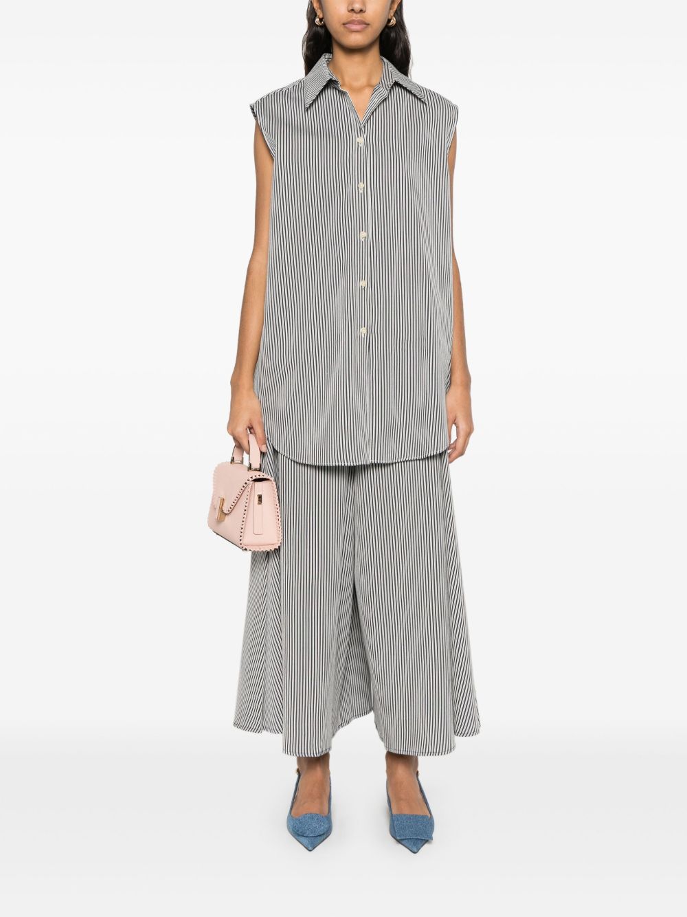 Chemises Alysi Chemise sans manches en coton à rayures bleues