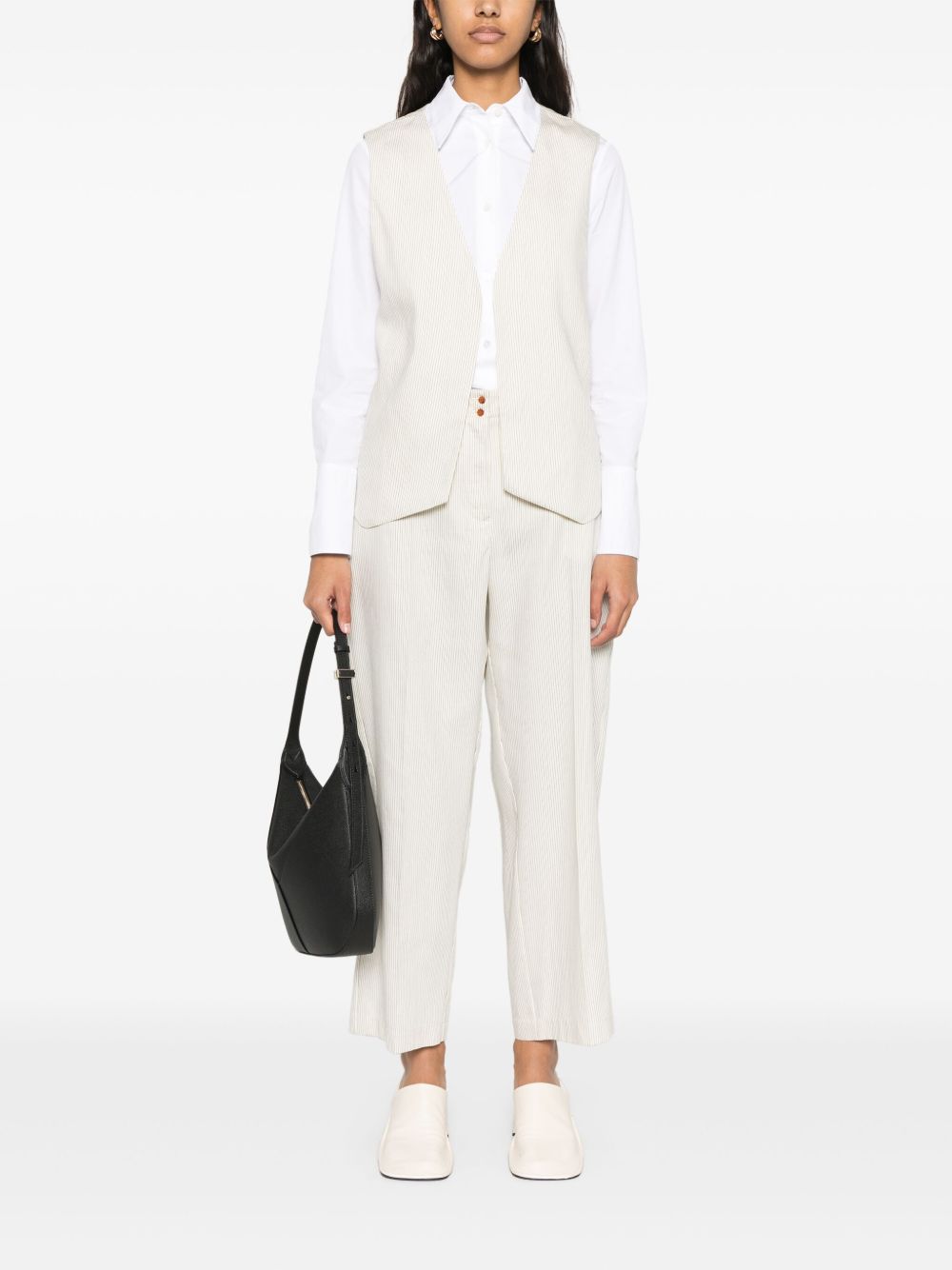 Pantalon Alysi à fines rayures blanches