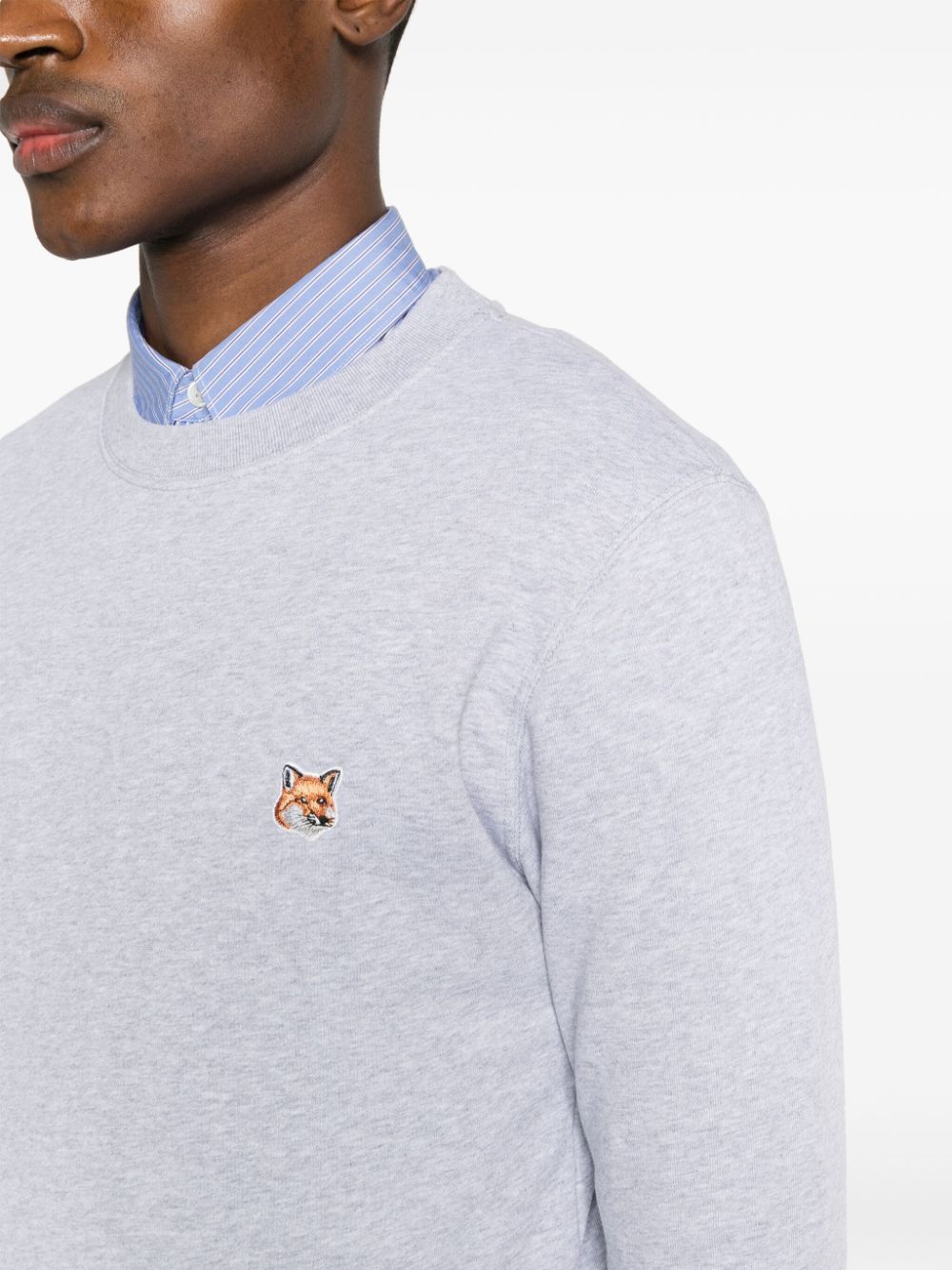 Maison Kitsuné Grey Cotton Crewneck Sweater