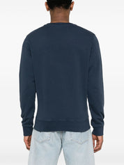 Maison Kitsuné Sweater — Navy Fox-Motif Cotton Crew