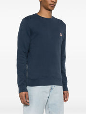 Maison Kitsuné Sweater — Navy Fox-Motif Cotton Crew