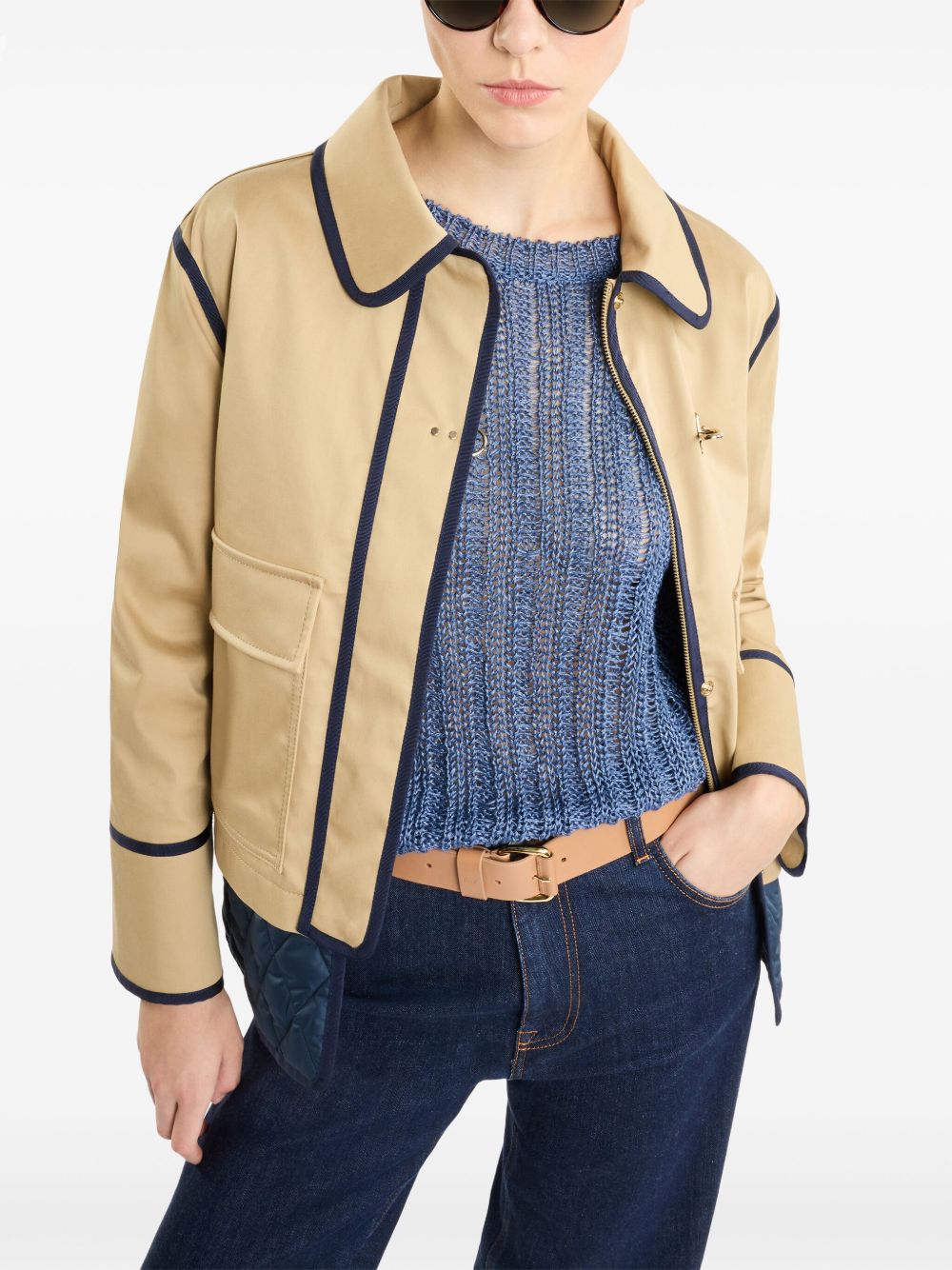 Beige Quilted Gabardine Jacket — Fay
