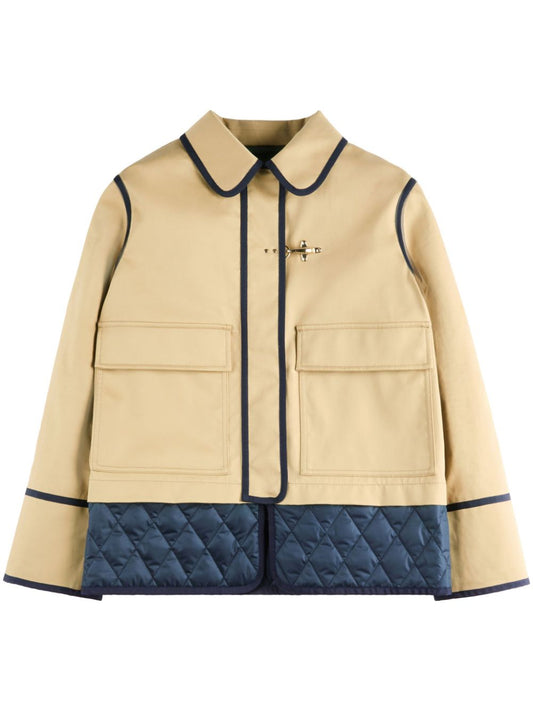 Beige Quilted Gabardine Jacket — Fay