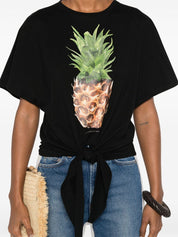 T-shirt en coton noué sur le devant motif ananas Stella McCartney