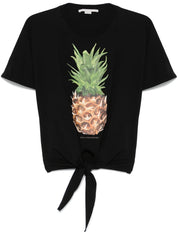 T-shirt en coton noué sur le devant motif ananas Stella McCartney