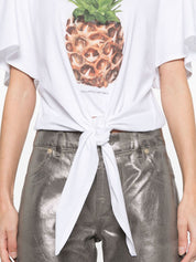 T-shirt en coton noué sur le devant motif ananas Stella McCartney