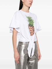 T-shirt en coton noué sur le devant motif ananas Stella McCartney