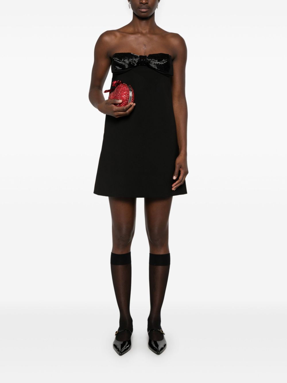 Self-Portrait Dresses Black strapless with bow detail