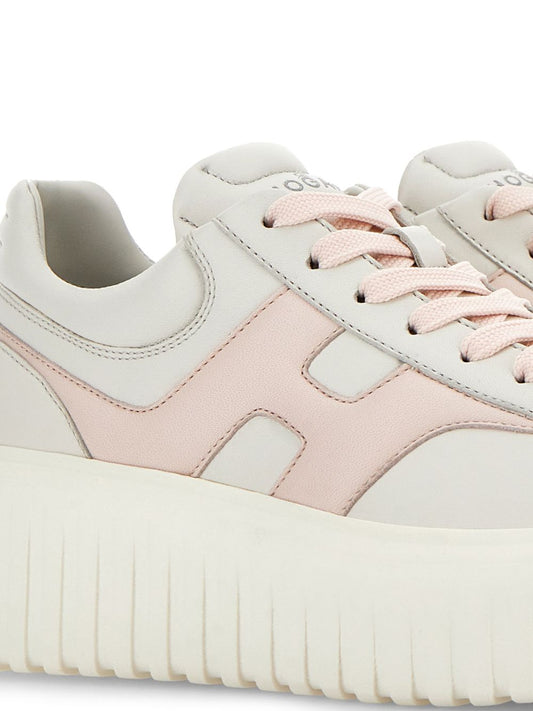 Hogan Pre Pink Leather Flatform Sneakers