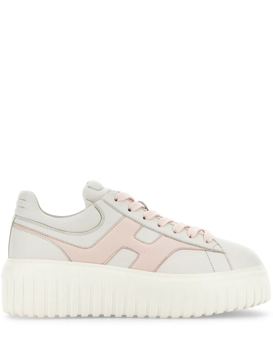 Hogan Pre Pink Leather Flatform Sneakers