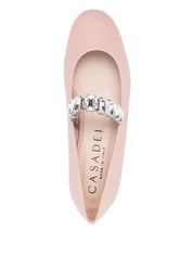 Chaussures plates Casadei en cuir rose
