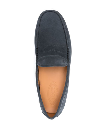 Tod'S Blue Leather Moccasins — Elegant Men's Flats