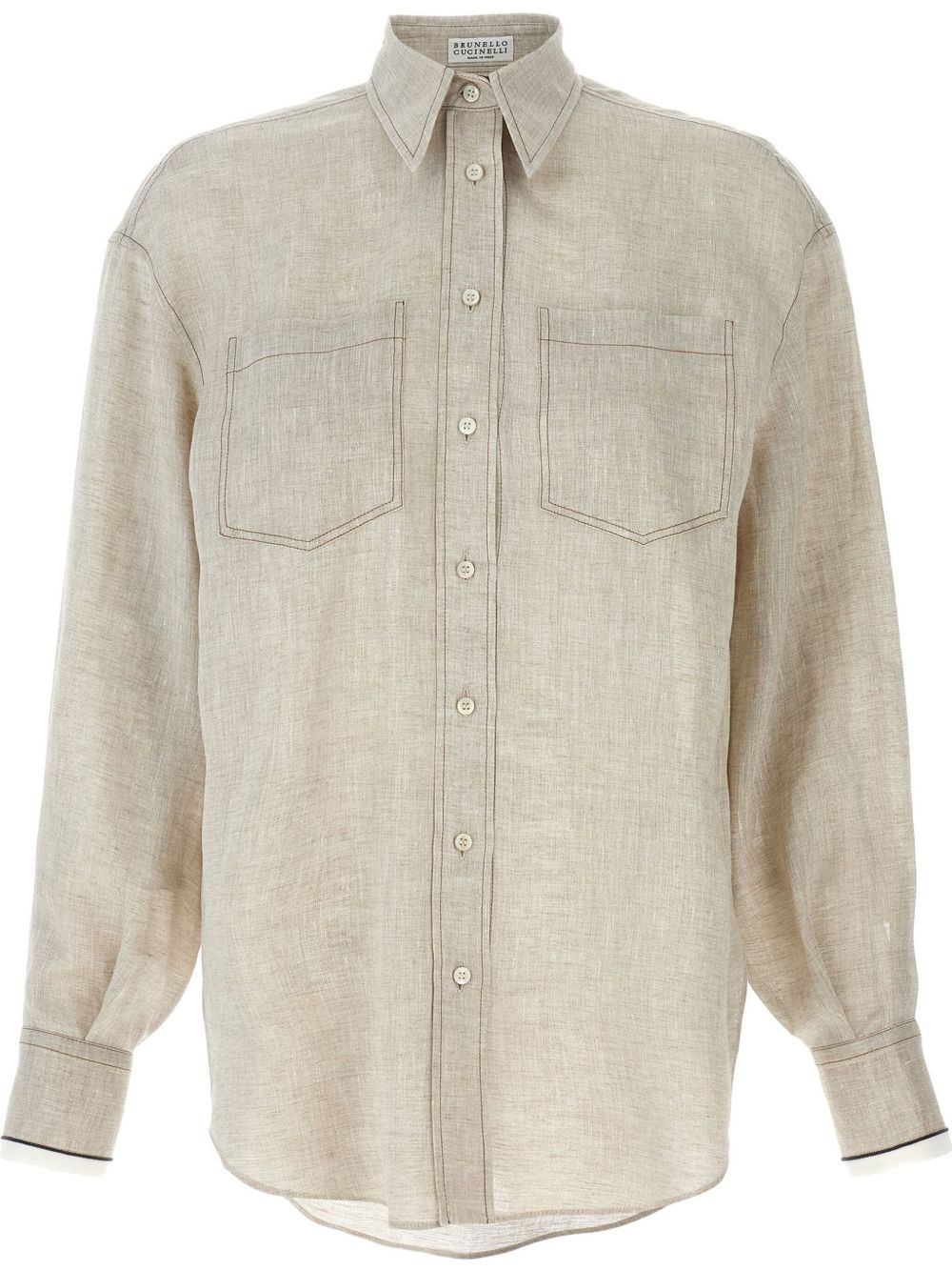 Chemise en lin Brunello Cucinelli avec poches poitrine