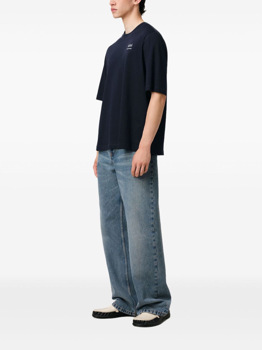 Ami Paris Blue T-shirt with Ami de Coeur