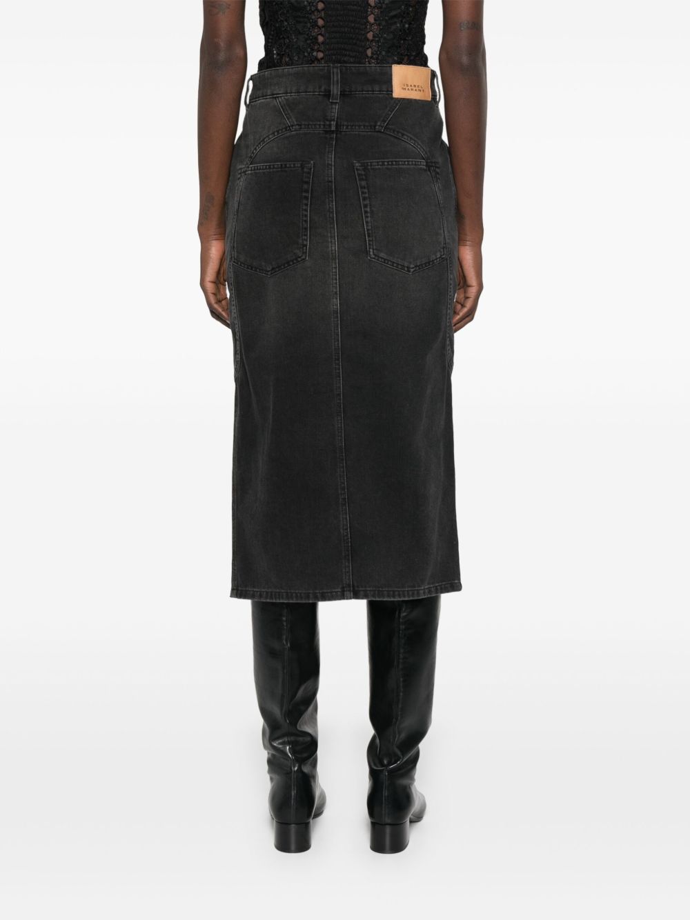 Isabel Marant Black Denim Midi Skirt