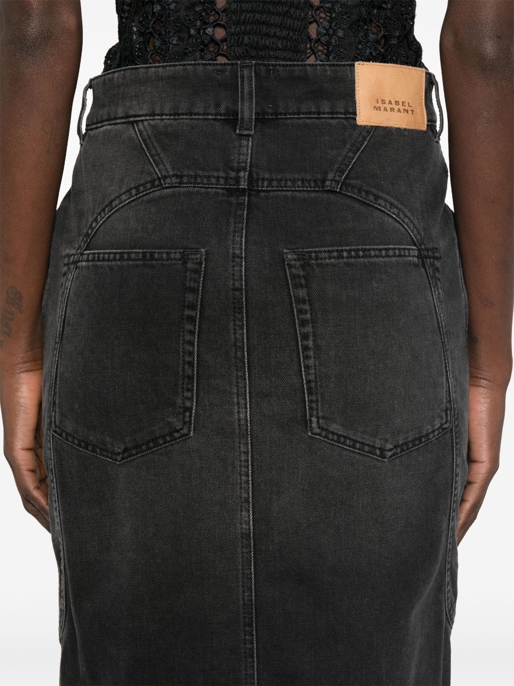 Isabel Marant Black Denim Midi Skirt