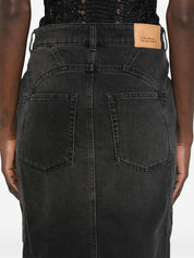 Isabel Marant Black Denim Midi Skirt