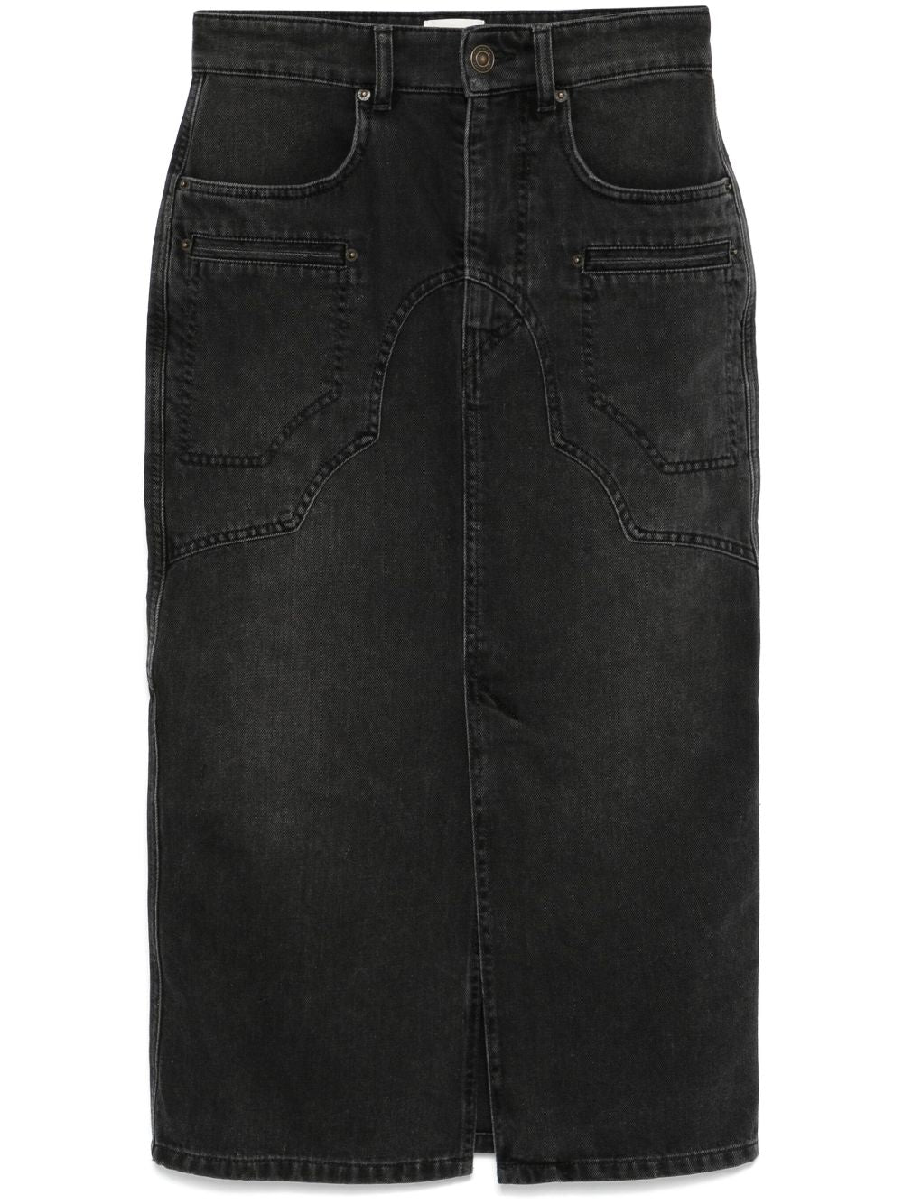 Isabel Marant Black Denim Midi Skirt