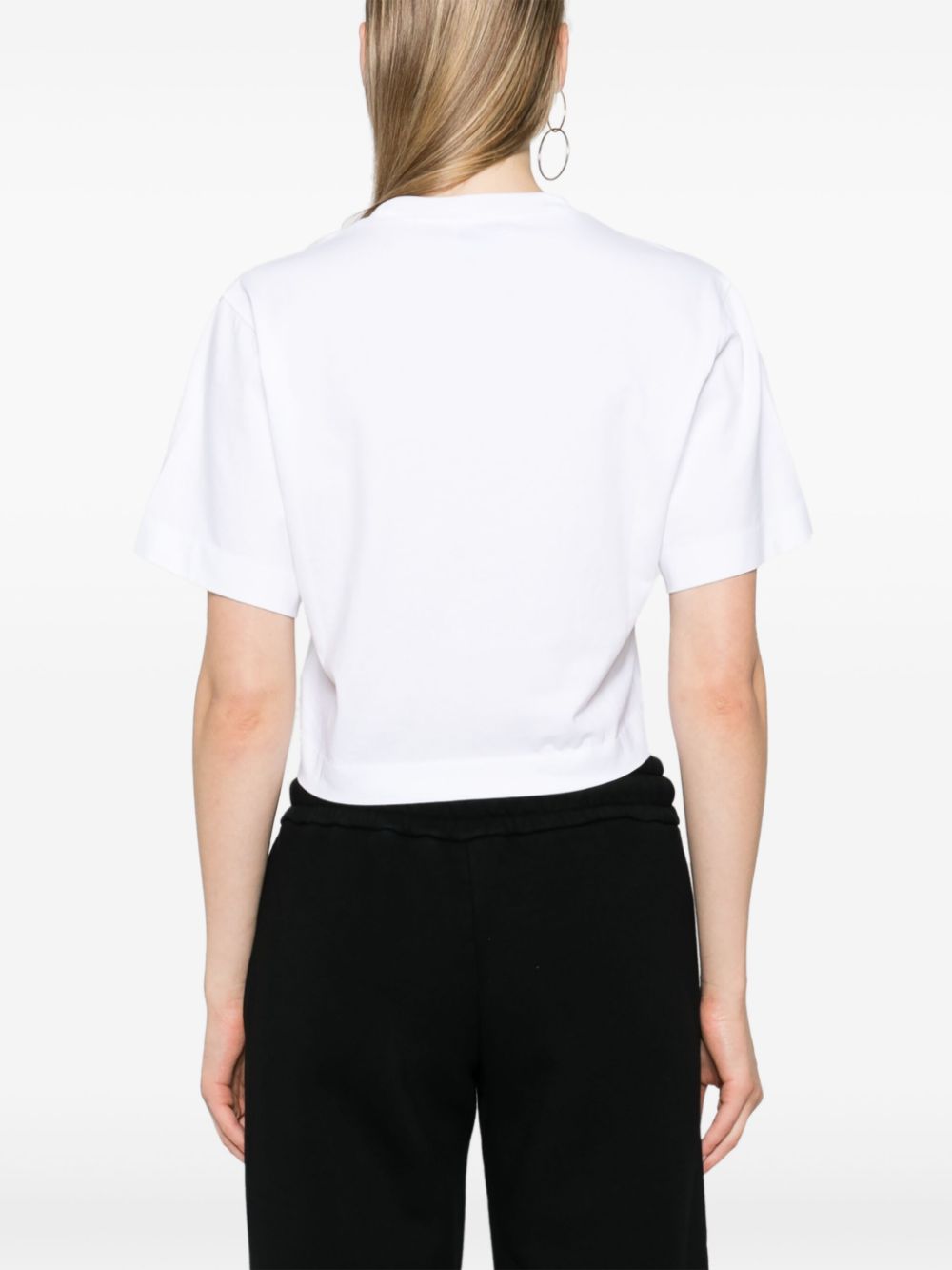 Off‑White Bookish Logo Cropped T‑Shirt — White Cotton