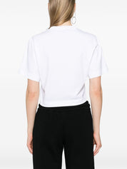 Off‑White Bookish Logo Cropped T‑Shirt — White Cotton