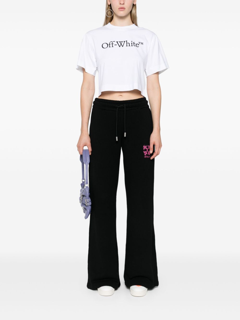 Off‑White Bookish Logo Cropped T‑Shirt — White Cotton