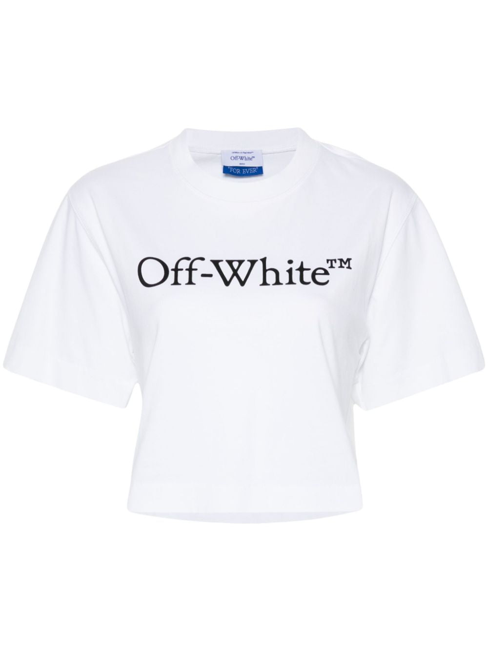 Off‑White Bookish Logo Cropped T‑Shirt — White Cotton