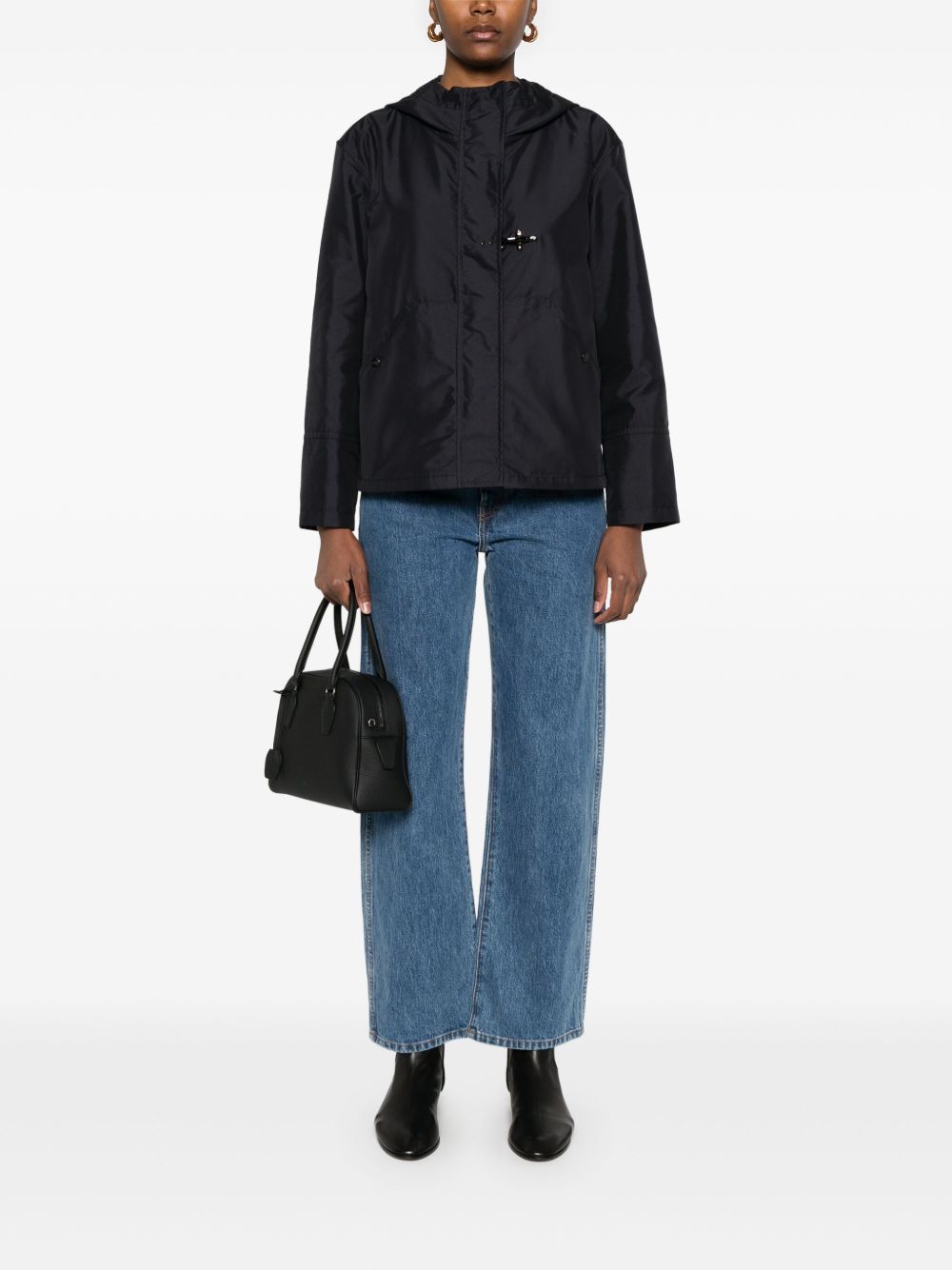 Fay Blue Short Parka Coat — Tailored Navy Outerwear