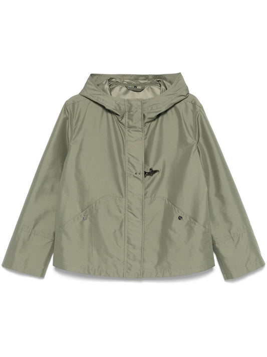 Fay Green Short Parka Coat — Fern-Textured Outerwear