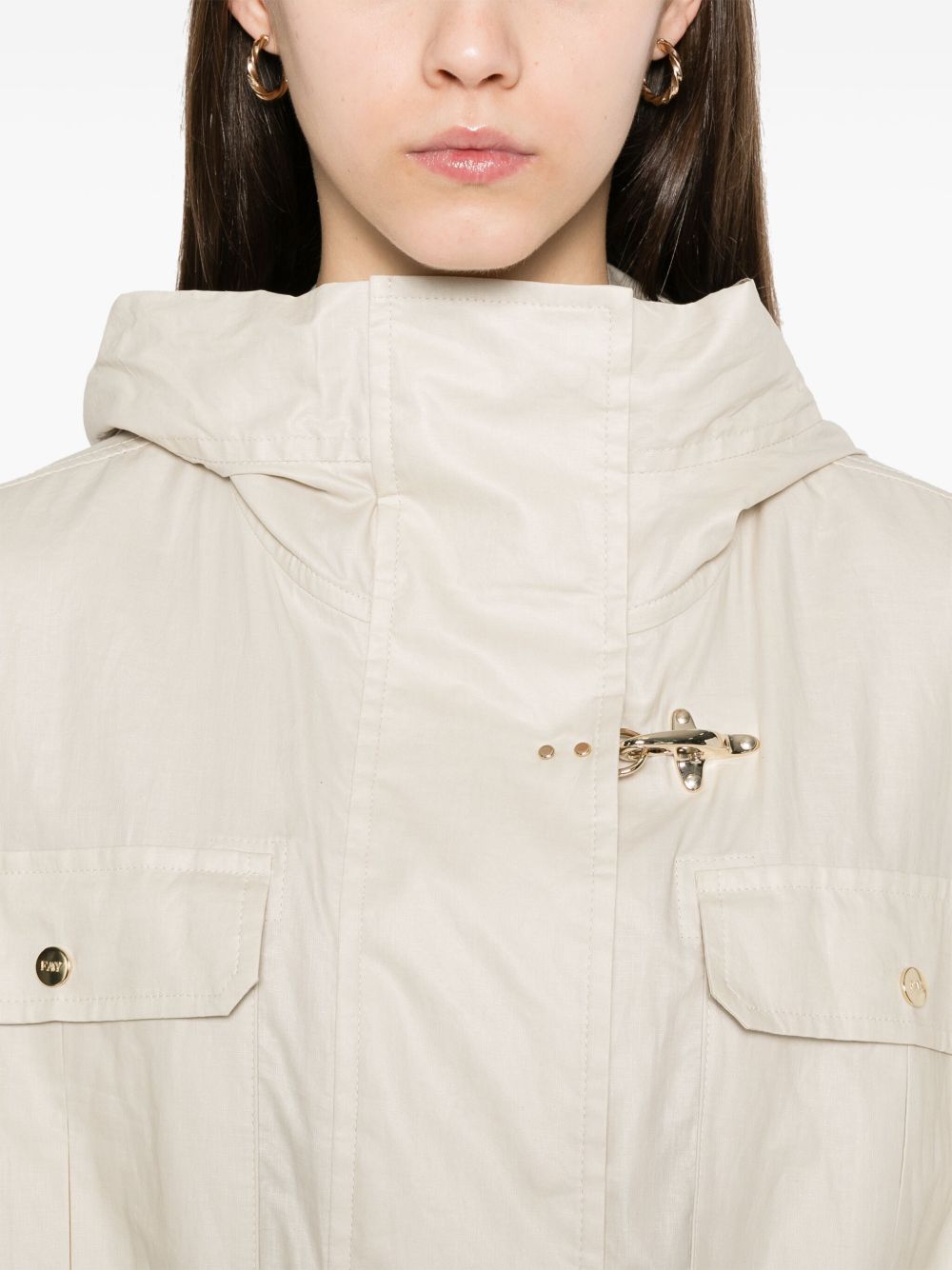 Fay Coats White linen cotton parka
