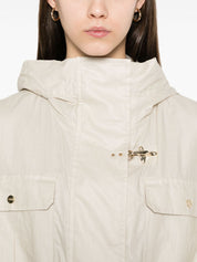 Fay Coats White linen cotton parka