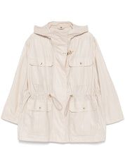 Fay Coats White linen cotton parka