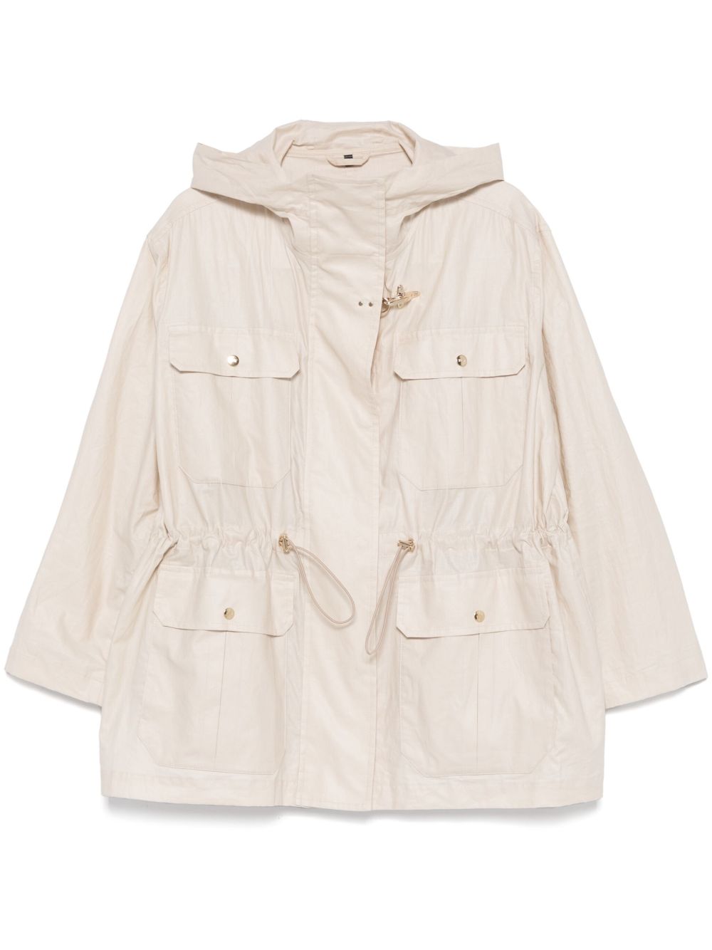 White Linen-Cotton Parka — Fay Coats