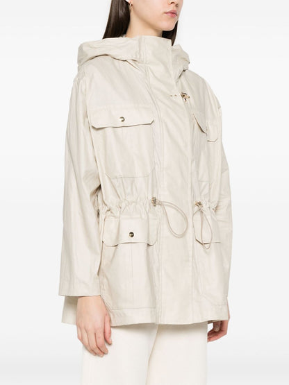 White Linen-Cotton Parka — Fay Coats
