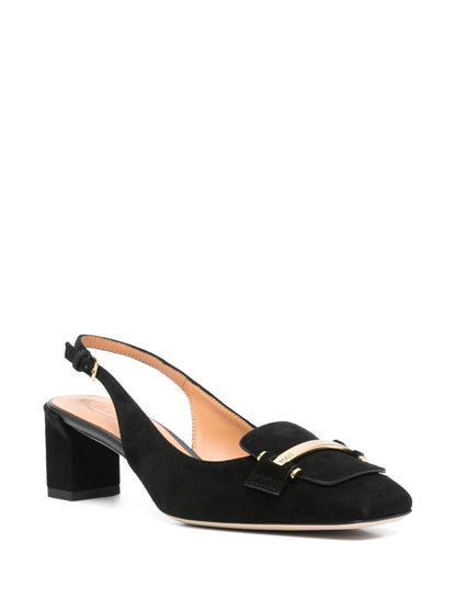 Tod's Black Slingback Leather Medium Heel