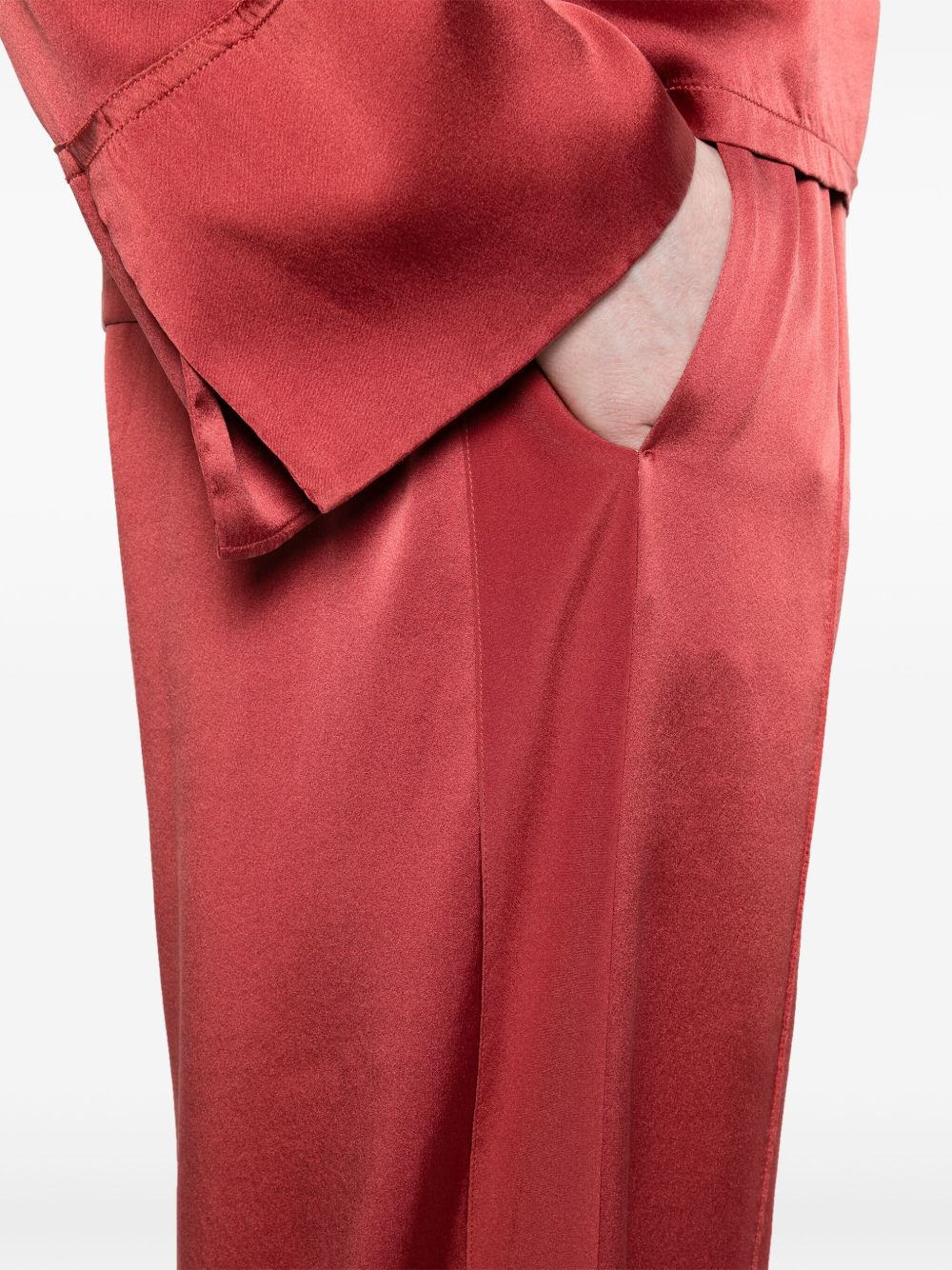 Forte Forte satin trousers in silk — brick red elegance