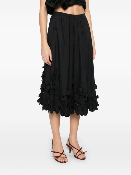Forte Forte midi skirt with floral applique in embroidered cotton