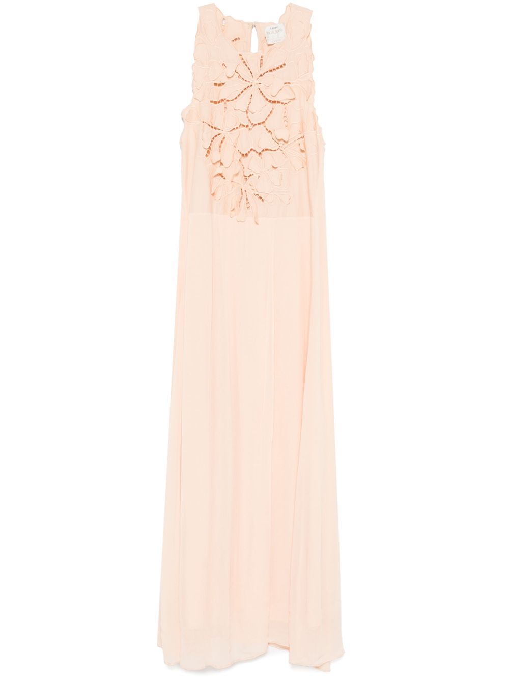 Forte Forte long dress with floral appliques in embroidered cotton