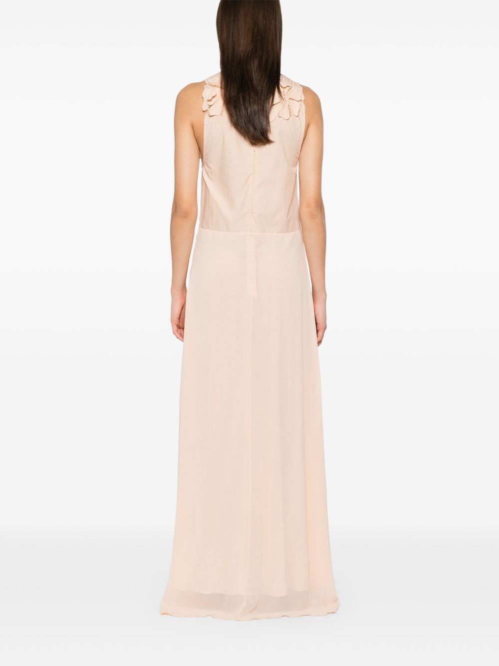 Forte Forte long dress with floral appliques in embroidered cotton