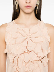 Forte Forte long dress with floral appliques in embroidered cotton