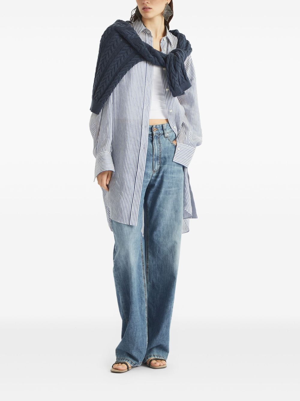 Brunello Cucinelli cotton boyfriend jeans — blue denim