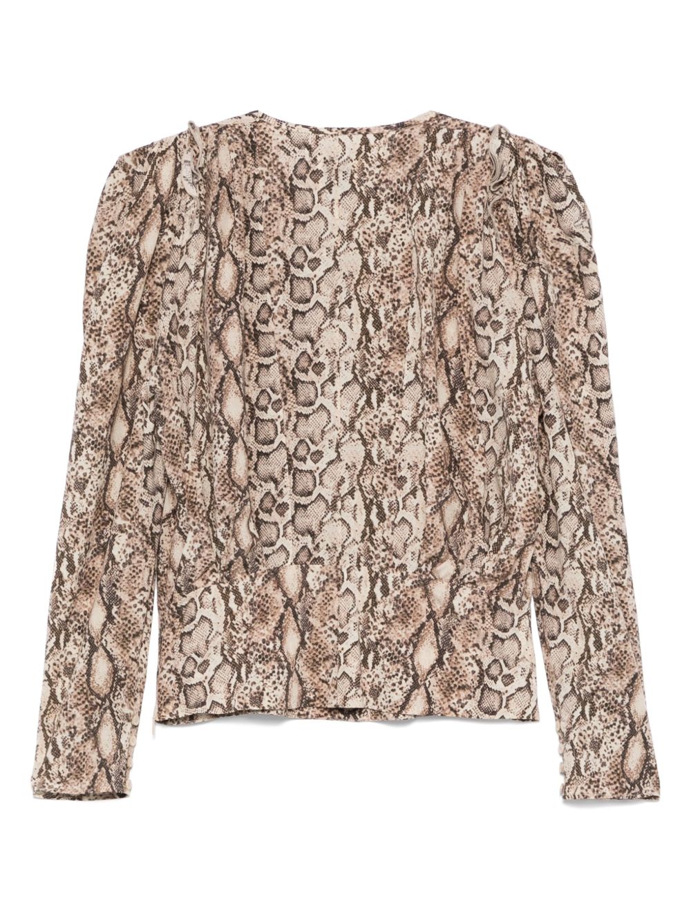 Top Isabel Marant de seda beige con mangas abullonadas