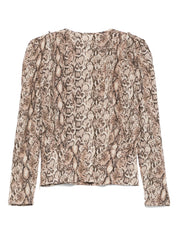 Top Isabel Marant de seda beige con mangas abullonadas