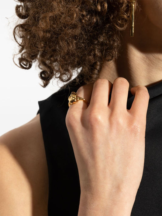 Alexander McQueen Golden Skull Ring — Sculptural Elegance