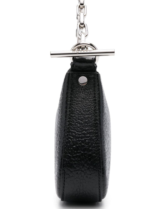 Alexander McQueen Black Leather Mini Bag — T‑Bar Clutch